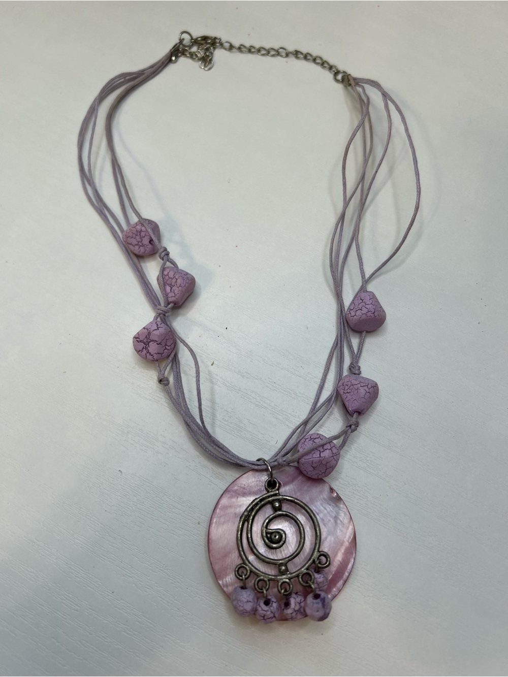 Lavender Beaded Spiral Pendant Necklace - Women Jewelry